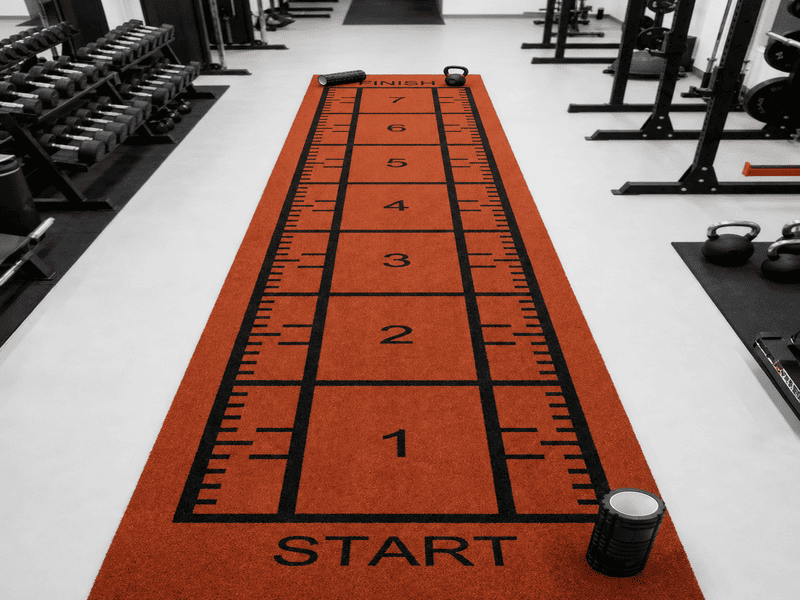 Inlaid gym turf manufacturing process comparison